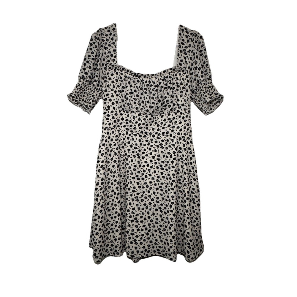 Trixxi Clothing Co Dress Large L Floral Smocked Puff Sleeve Creme Boho Cottage